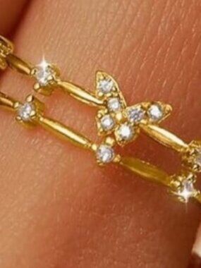 Anthropologie Gold 925 Sterling Silver Butterfly Ring